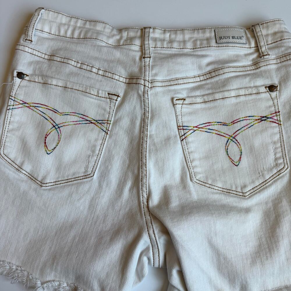 Judy Blue Adventureland Off White Denim Shorts Women's Large - Picture 14 of 14